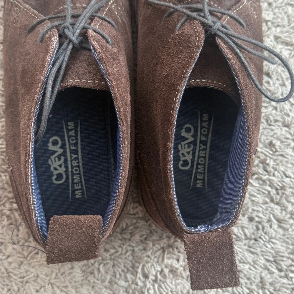 Crevo Men Brown Suede Memory Foam Lace-Up Chukka Boots Size 9.5
